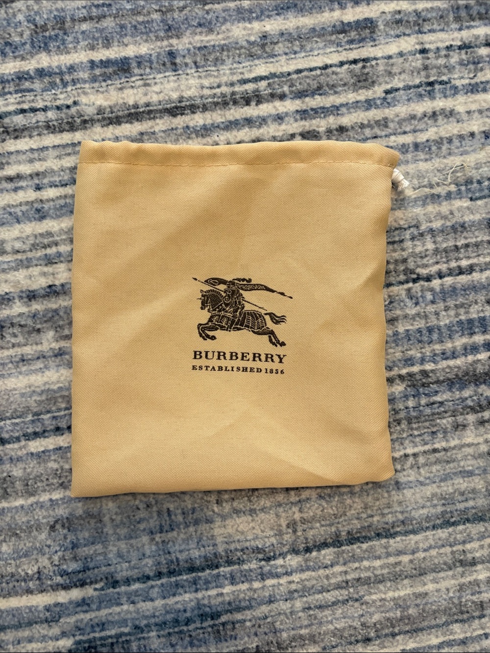 Burberry Tan Drawstring Pouch with Equestrian Emblem